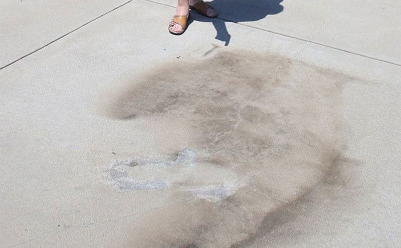 The burnt driveway that Amanda Bynes set on fire.