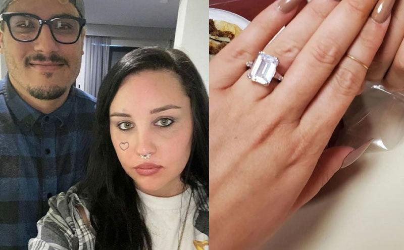 A selfie of Amanda and her fiancé / Amanda Bynes’ engagement ring.