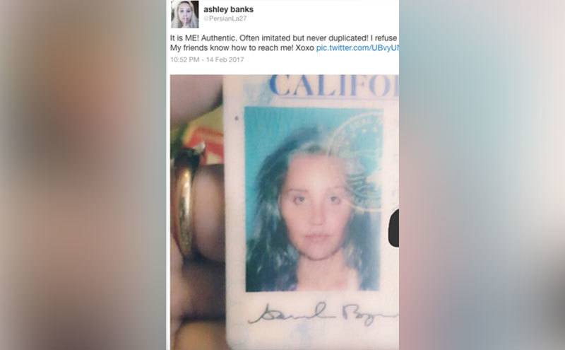 The Ashley Banks Twitter account posts a screenshot of Amanda’s driver's license photo.