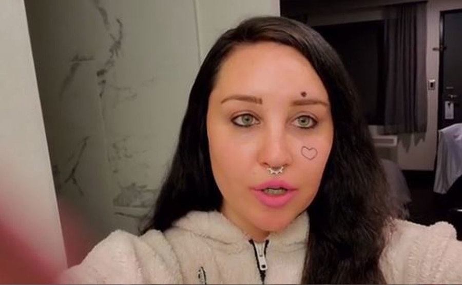 Amanda during a live stream on from her phone.