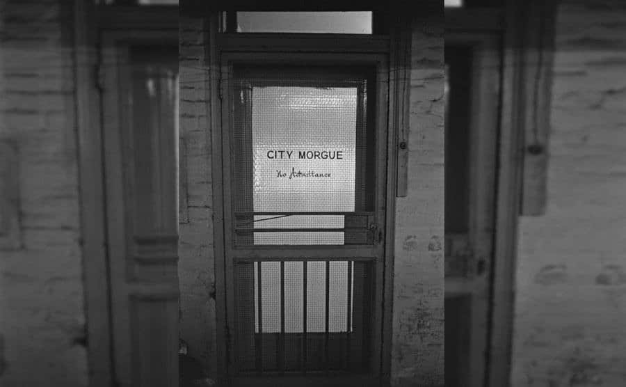 The door to the city morgue.