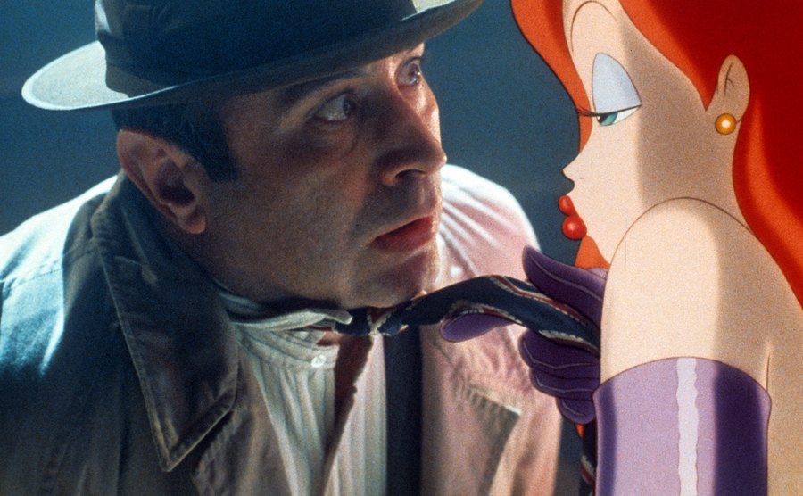Jessica Rabbit seduces Bob Hoskins in a scene from the film.