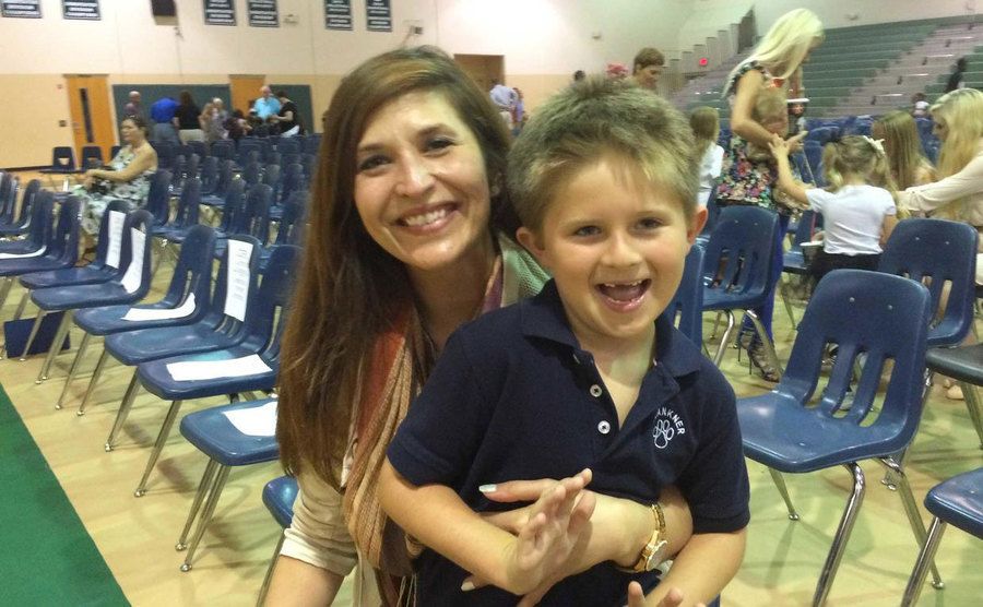 A photo of Shanti with her son.