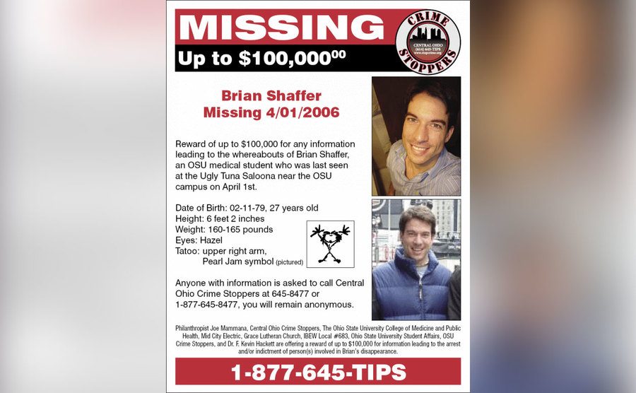 A missing persons flyer offers a reward for information about Brain.