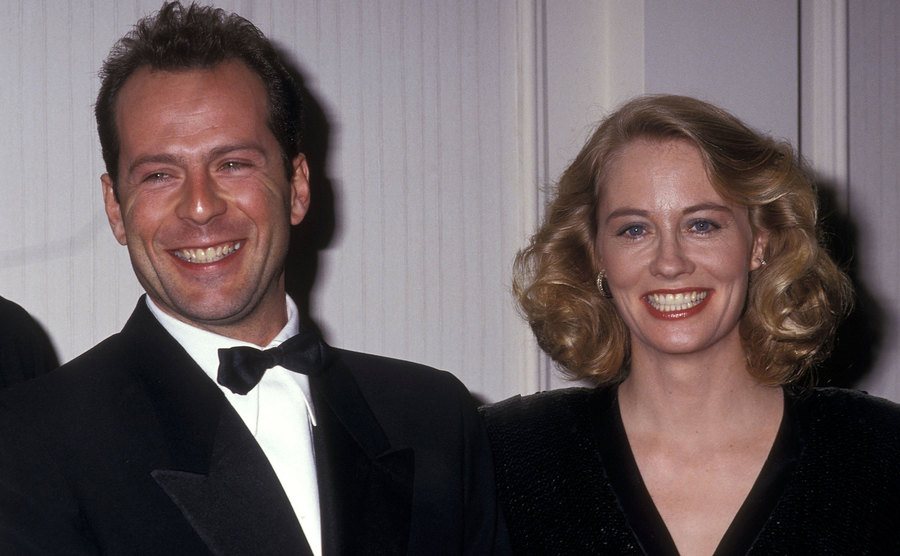 Bruce Willis and actress Cybill Shepherd attend an event.
