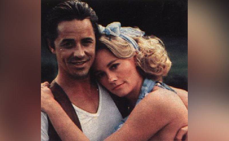 Don Johnson and Cybill Shepherd on the set of A Long Hot Summer.