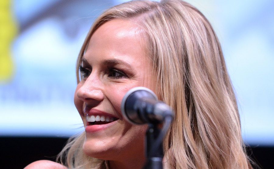 Julie Benz speaks during an event.