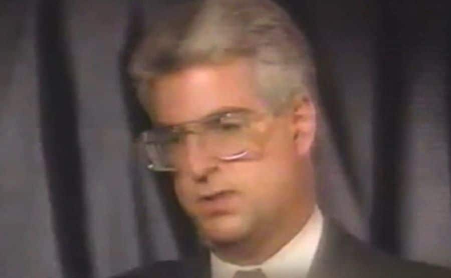 A still of Mr. Brian Oxman talking to the media.