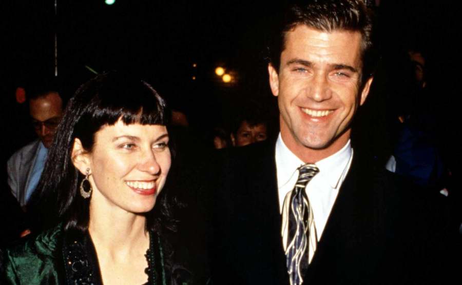 Robyn Moore and Mel Gibson attend an event.