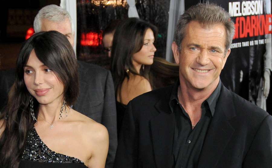 Mel Gibson and Oksana Grigorieva attend an event.