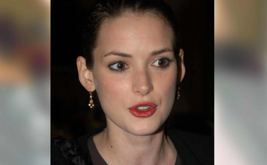 Winona Ryder talks to the media.