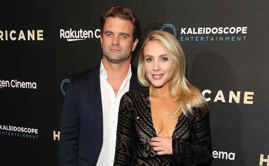 Milo Gibson and Lindsay Goodstein attend an event.