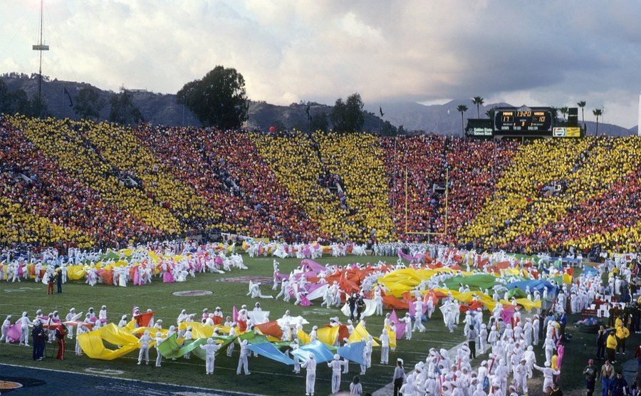 General view of the halftime show during Super Bowl XVII.