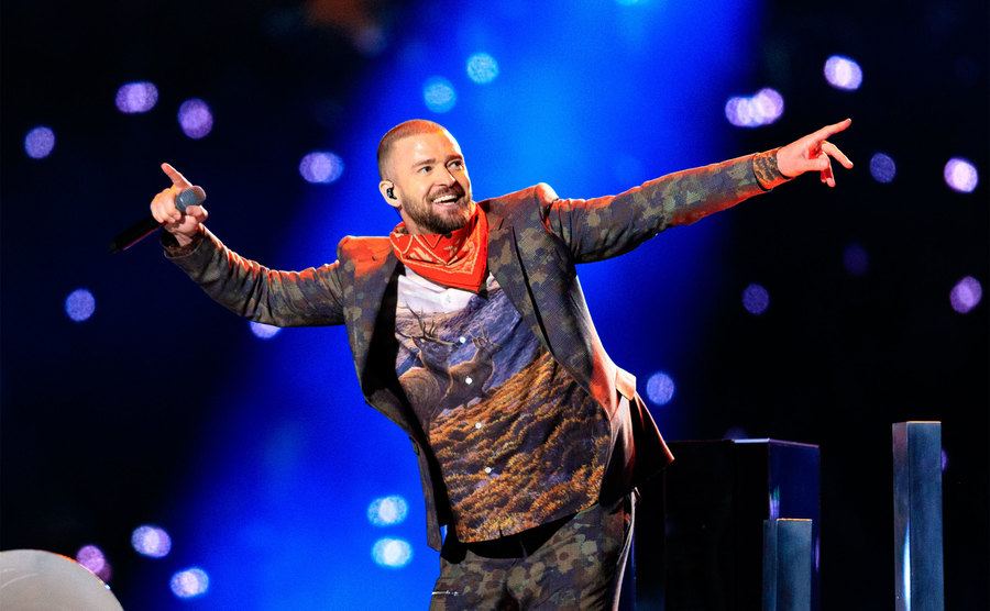 Justin Timberlake performs onstage during the Pepsi Super Bowl LII.