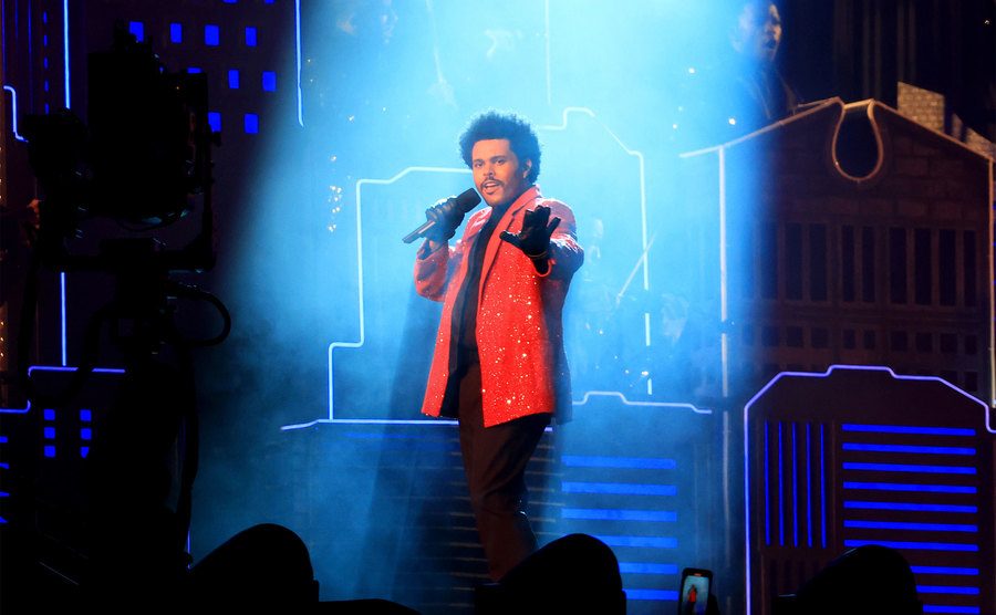 The Weeknd performs during the Pepsi Super Bowl LV Halftime Show.