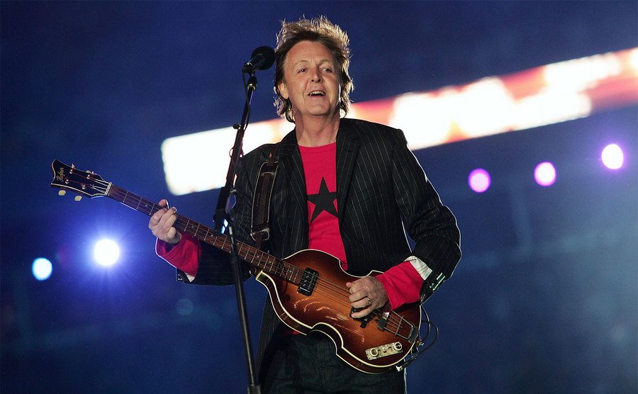 Paul McCartney performs during the Super Bowl XXXIX halftime show.