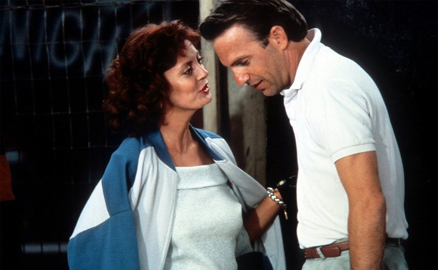 Kevin Costner and Susan Sarandon in a scene from the film 'Bull Durham'.