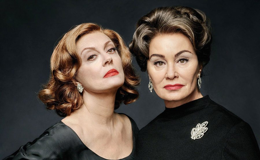 Susan Sarandon and Jessica Lange pose as Bette and Joan