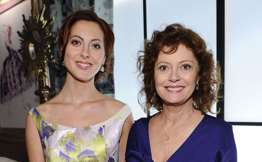 Eva Amurri and Susan Sarandon pose during Mercedes-Benz Fashion Week.