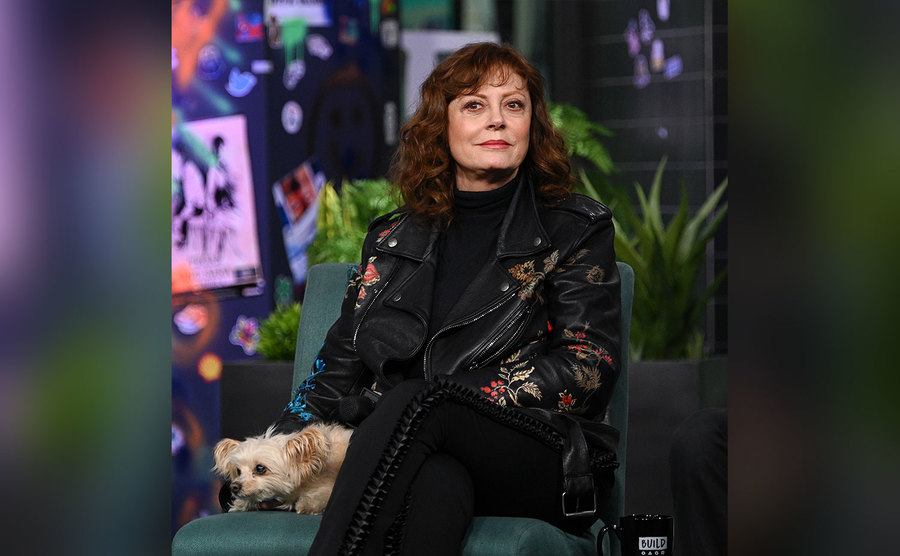 Susan Sarandon and her dog visit the Build Series.