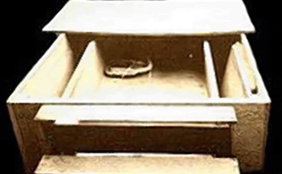 A photo of the box where Colleen was held captive.