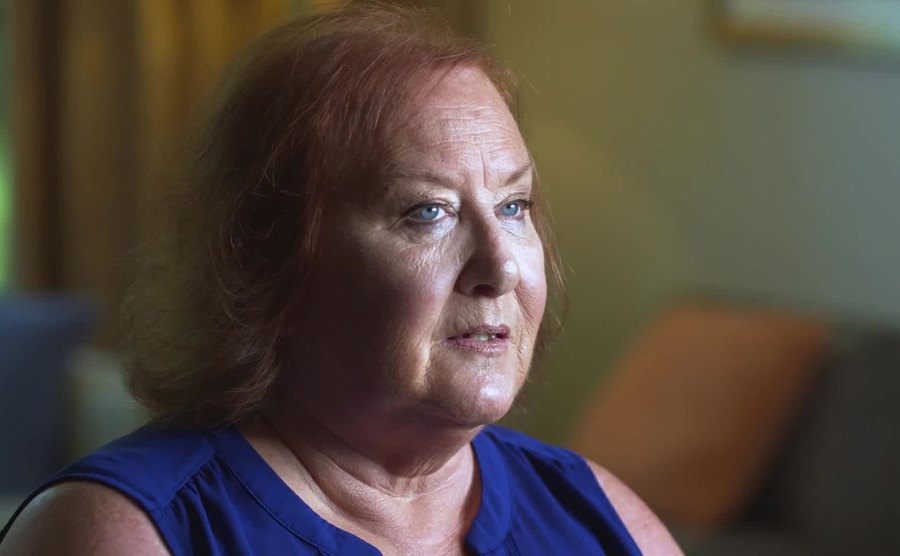 A still of Colleen during an interview telling her story.