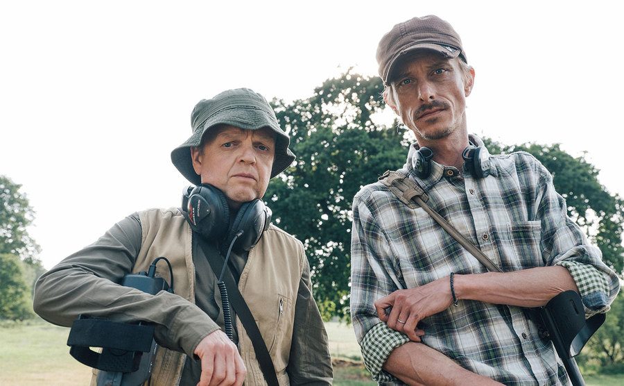Mackenzie Crook and Toby Jones, as Andy and Lance, pose for a photo.