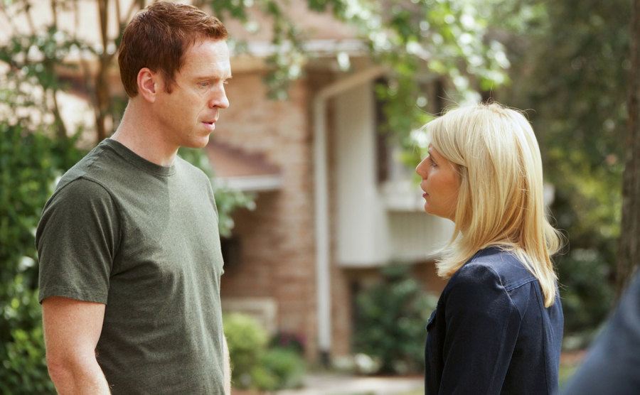 Damian Lewis and Claire Danes in a still from Homeland.