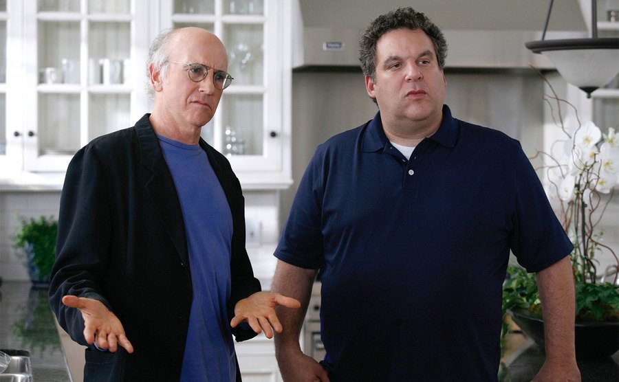 Larry David and Jeff Garlin in a still from Curb Your Enthusiasm.