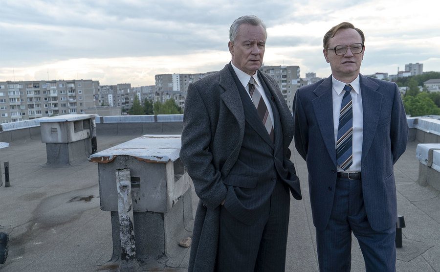 Jared Harris and Stellan Skarsgård in a still from Chernobyl.