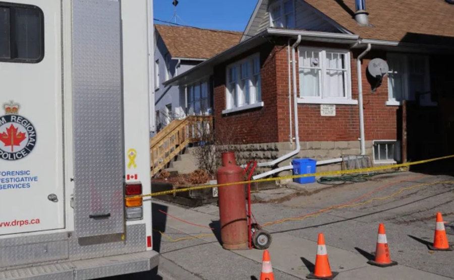 A photo of police tape around Adam’s house.