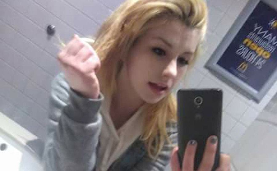 A selfie of Rori taken in school.