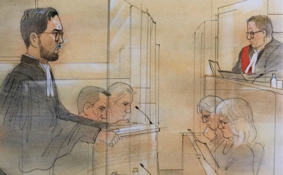 A sketch illustration from the trial.