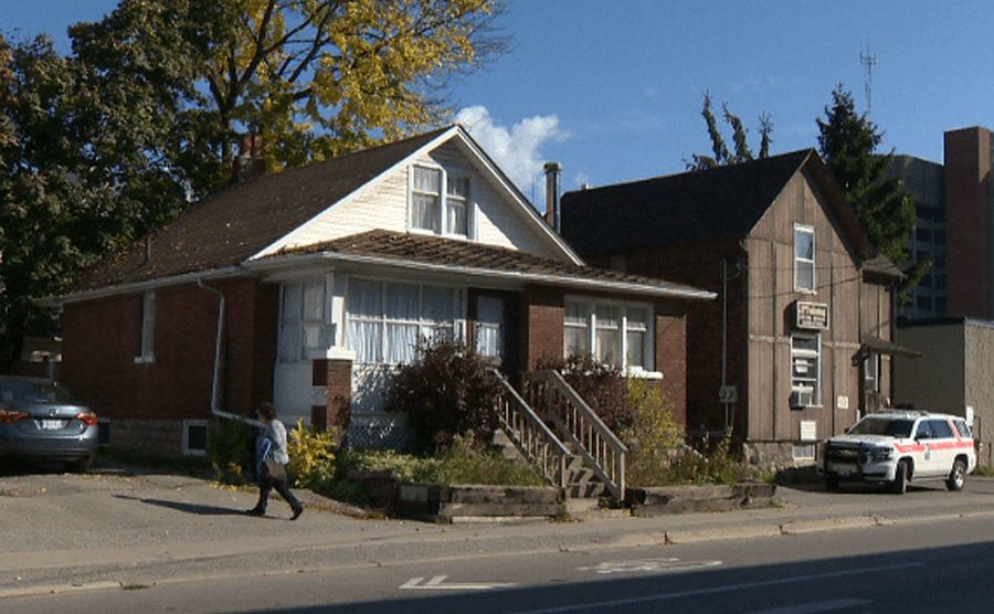 An exterior shot of Adam’s house.