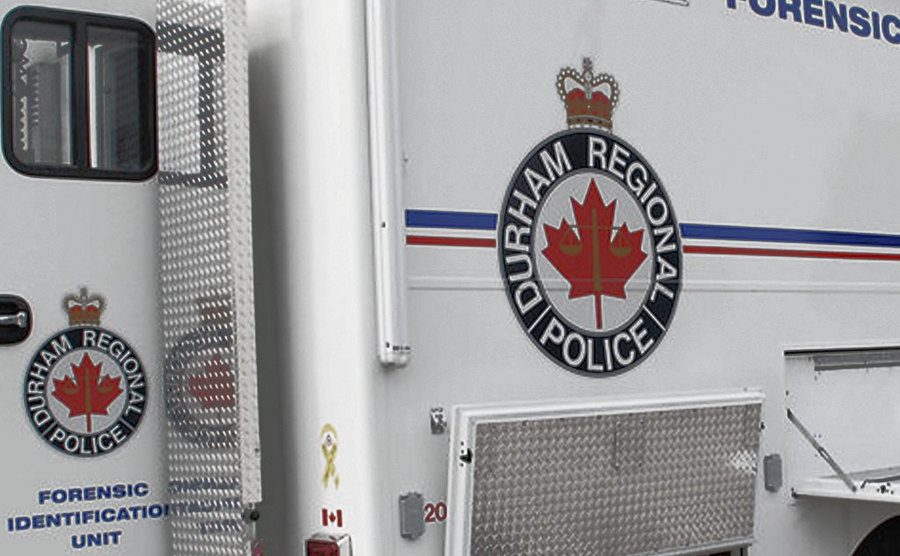 A picture of a Durham regional police forensics truck.