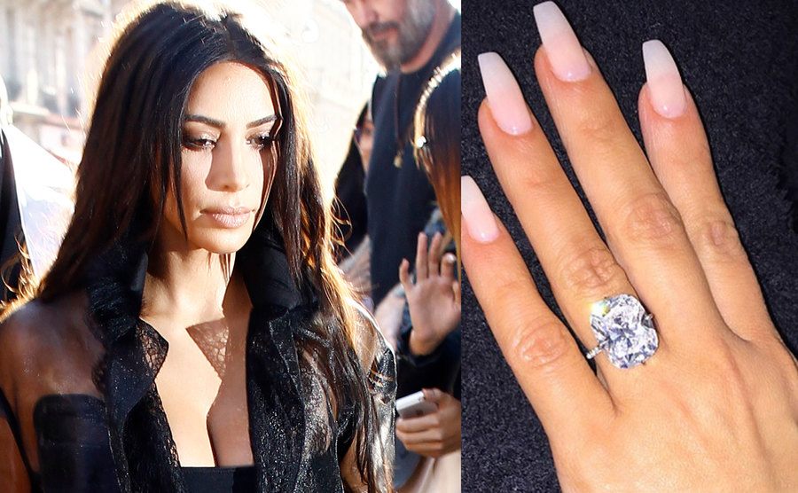 Kim Kardashian is in Paris / A picture of Kim’s engagement ring.