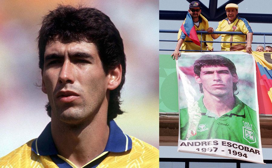 Andres Escobar during the World Cup / Colombia fans pay homage to Andres Escobar.