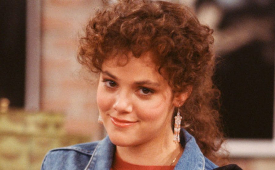 Rebecca is in a still from the show.