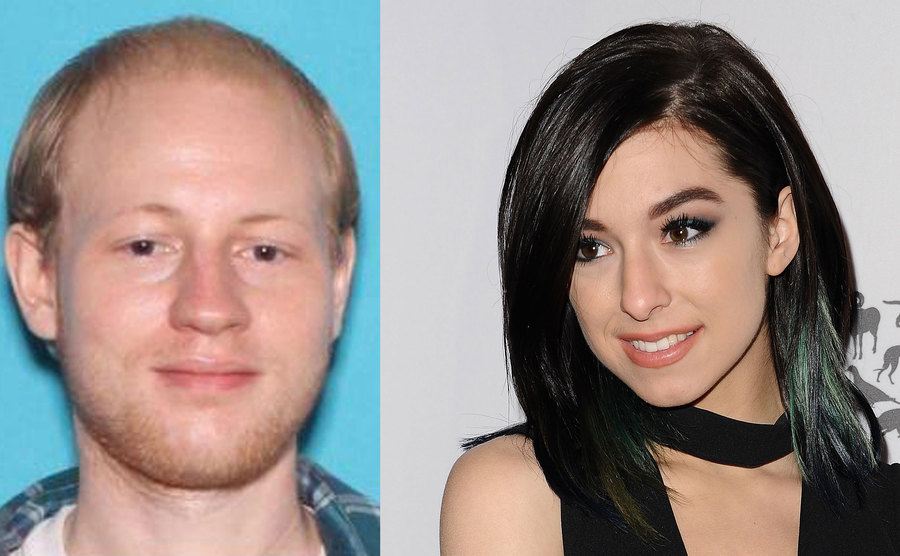 A photo of Loibl / A picture of Grimmie posing for the press.