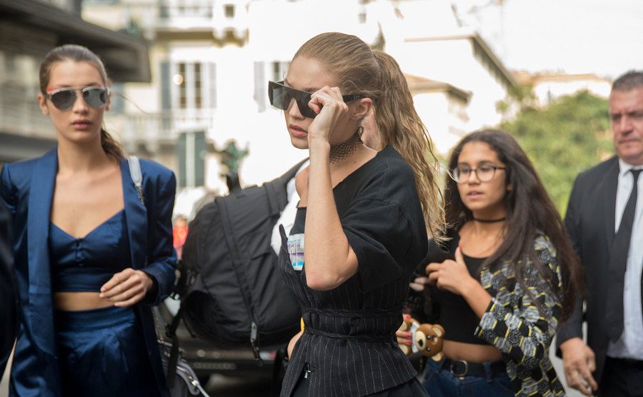 A photo of Gigi Hadid heading to her car.
