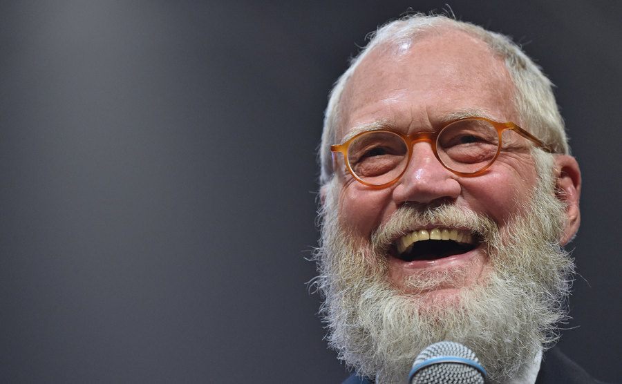 David Letterman speaks onstage.