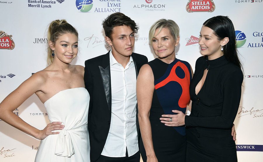 Gigi Hadid, Anwar Hadid, Yolanda Foster, and Bella Hadid attend the Global Lyme Alliance event. 