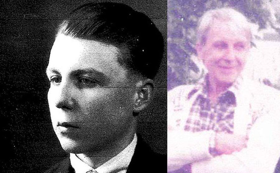 A photo of a young William / A portrait of a much older William.