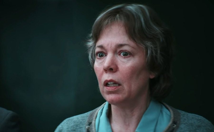 A movie still of Olivia Colman in character as Susan.
