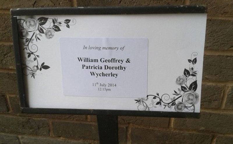 A photo of the Wycherleys’ memorial welcome sign.