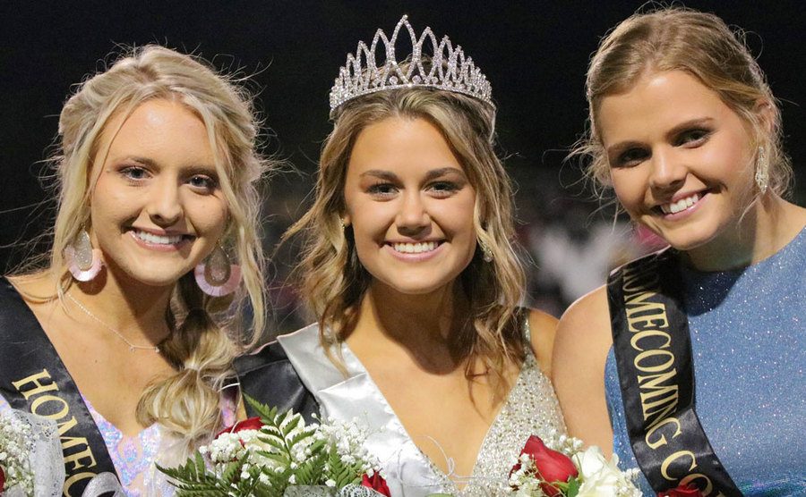 Members of the homecoming court pose for a picture.