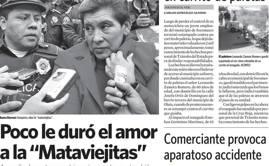 A newspaper clipping on Juana Barraza.