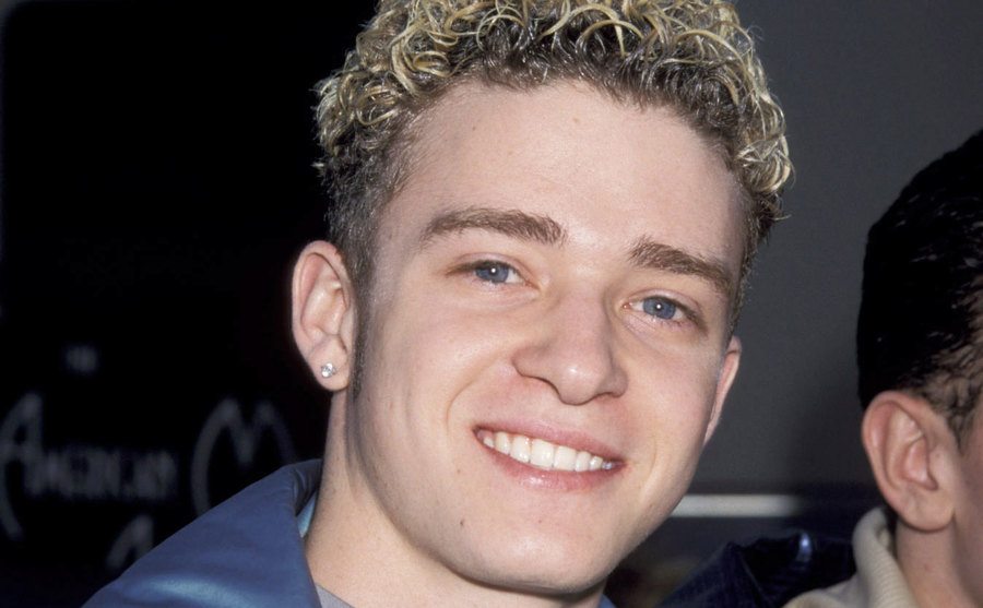 A dated photo of Justin Timberlake during an event.