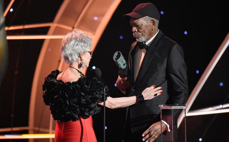 Rita Moreno presents Morgan Freeman with the Life Achievement Award.