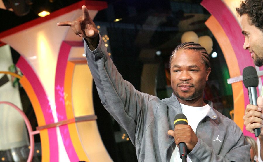 A picture of Xzibit visiting MTV’s TRL set.